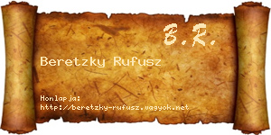 Beretzky Rufusz névjegykártya
